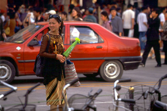 Lots of people in China, but still few enough that you can notice one