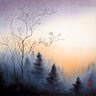 Colorful Asian Sunset Landscape Paintings and Wall Scrolls