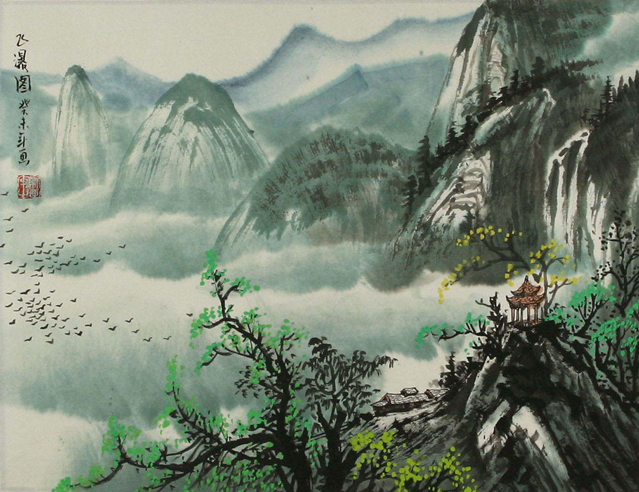 Girl lick woman Asian moutin paintings