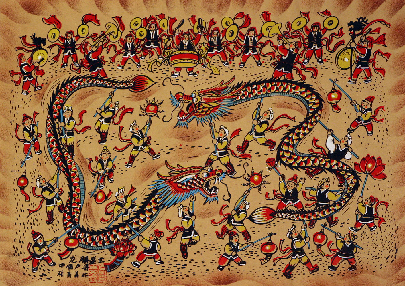 dragon dancing southern china folk art painting south dragon dancing southern china folk art painting south