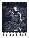 Asian Woman Carries Food - Ethnic Batik Art Wall Hanging
