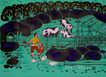 Mountain Area Pig Pen - Chinese Folk Art Painting