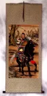 Warrior Saint Guan Gong on Horse - Partial-Print Wall Scroll
