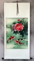 Koi Fish & Peony Flowers - Chinese Wall Scroll