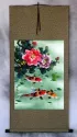 Koi Fish & Peony Flower - Chinese Wall Scroll