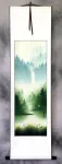 Waterfall Delight Asian Cranes Landscape Wall Scroll
