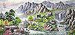 North Korean Green Forest Mountain Painting