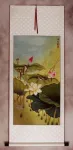 Asian Birds and Lotus Wall Scroll