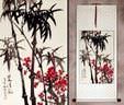 Chinese Bamboo and Plum Blossom Wall Scroll