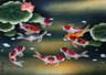 Nine Koi Fish Masterpiece Painting