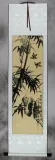 Chinese Black Ink Bamboo & Birds Wall Scroll