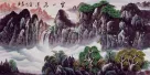 Cloudy Mountain Waterfall - Asian Art Landscape