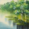 Spring/Summer Asian Cranes Landscape Painting