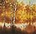Autumn in Birch Forest - Asian Cranes Landscape Painting