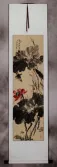 Bird and Lotus Flowers Wall Scroll