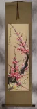 Reddish-Pink and Yellow Plum Blossom Wall Scroll