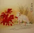 Chinese Egret Bird and Flower Painting