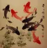 Large Koi Fish Painting on Antiqued Paper