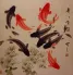 Large Koi Fish Painting on Antiqued Paper