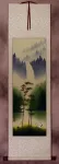 Waterfall Delight Asian Cranes Landscape Wall Scroll