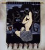 Tribal Ethnic Woman and Leopard Colorful Batik Wall Hanging Art