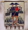 Tribal Ethnic Women Colorful Batik Wall Hanging Art