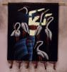 Tribal Ethnic Woman and Birds Colorful Batik Wall Hanging Art