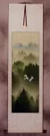 Colorful Asian Cranes Wall Scroll