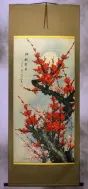 Big Deep Red Plum Blossom Wall Scroll