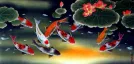 Huge Koi Fish and Lily Painting