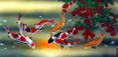 Huge Koi Fish and Lychee Painting