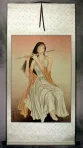 Beautiful Woman Playing Flute - Contemporary Chinese Art Wall Scroll