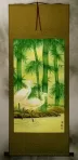Big Egrets and Green Bamboo Wall Scroll
