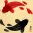 Yin Yang Fish Portrait with Gold Silk Border