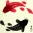 Yin Yang Fish Portrait with Gold Silk Border