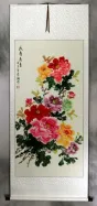 Extra-Large Colorful Peony Flower Wall Scroll