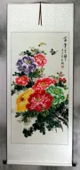 Extra-Large Colorful Peony Flower Wall Scroll