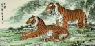 Chinese Tigers on Alert Painting