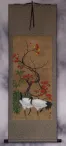 Antique-Style Cranes and Plum Blossom Wall Scroll