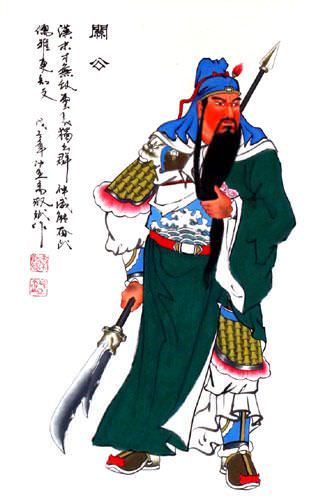 Guan Gong Warrior Wall Scroll close up view