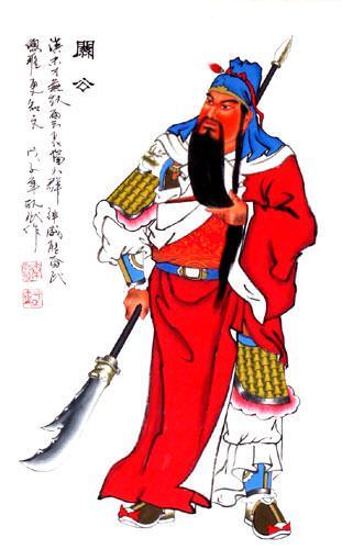 Guan Gong Warrior Wall Scroll close up view