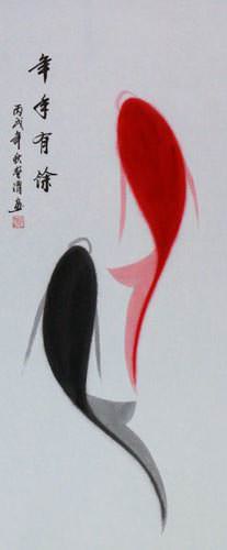 Abstract Koi Fish Wall Scroll close up view