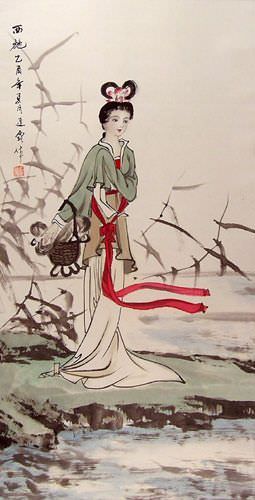 Xi Shi - Fairest Beauty of Ancient China Scroll close up view