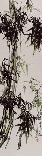 Chinese Bamboo Wall Scroll close up view