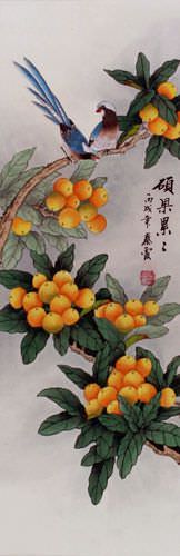 Great Fruits and Great Achievements Wall Scroll close up view