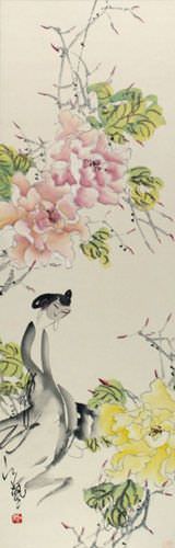 Abstract Woman Wall Scroll close up view