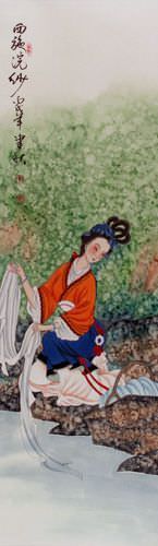 Xi Shi - Most Beautiful Woman in Chinese History - Wall Scroll close up view