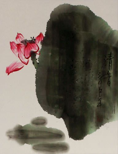 Lotus Flower Wall Scroll close up view