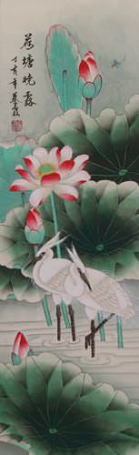 Egret Wall Scroll close up view