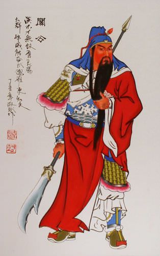 Guan Gong Warrior Wall Scroll close up view